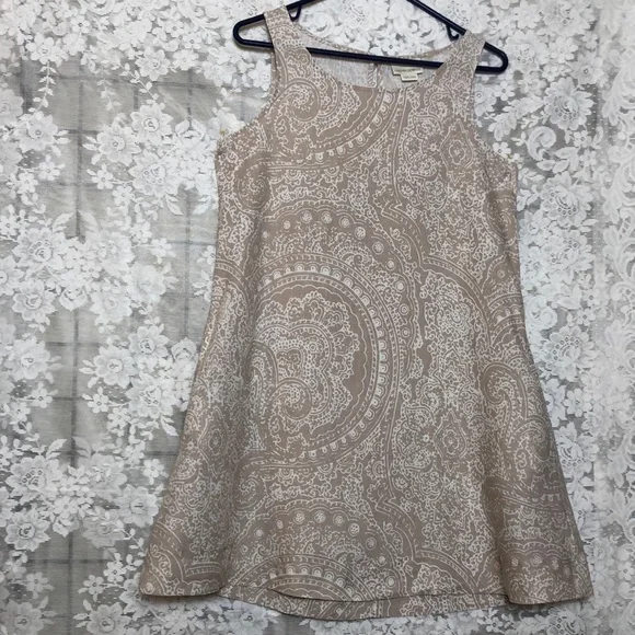 knee length dresses for ladies Cynthia Rowley Blush Pink Floral 100% Linen Sleeveless Shift Dress main image 1